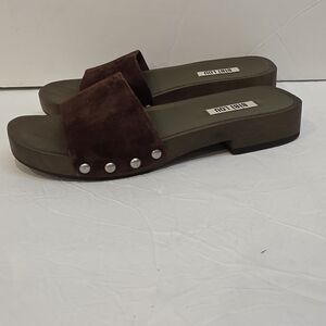 Bill Blass Brown Women's Mules with Stud Accents